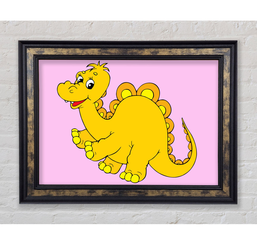 Big Happy Dinosaur Pink - Einzelner Bilderrahmen Kunstdrucke