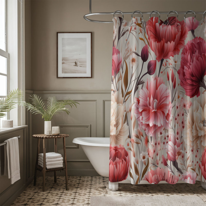 Carnation Elegance - Premium Shower Curtain, 74"H x 71"W