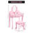 Kids Vanity Set with Mirror & Stool, Wooden Princess Makeup Dressing Table with Drawers, Pretend Play Beauty Set-190509438