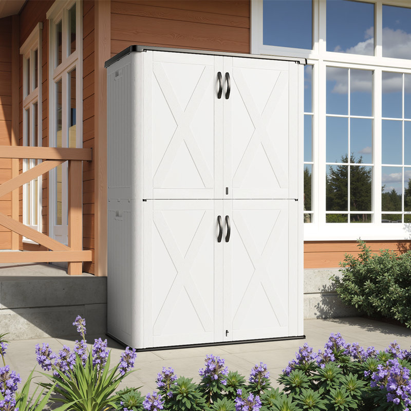 4 Ft. W X 2 Ft. D Outdoor Resin Vertical Storage Shed, White