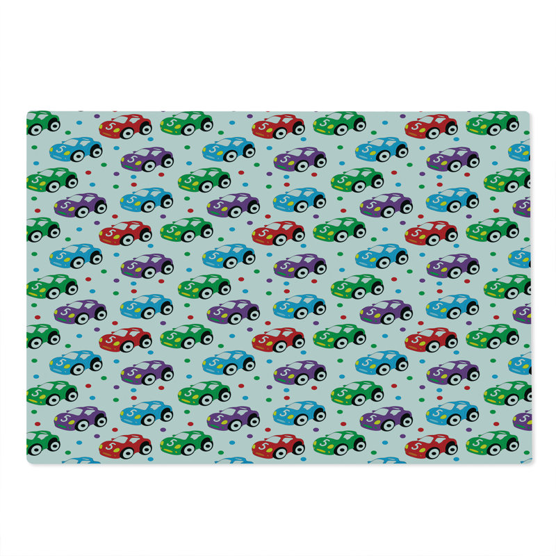 Ambesonne Cars Cutting Board Large Size Colorful Cartoon Automobile Multicolor
