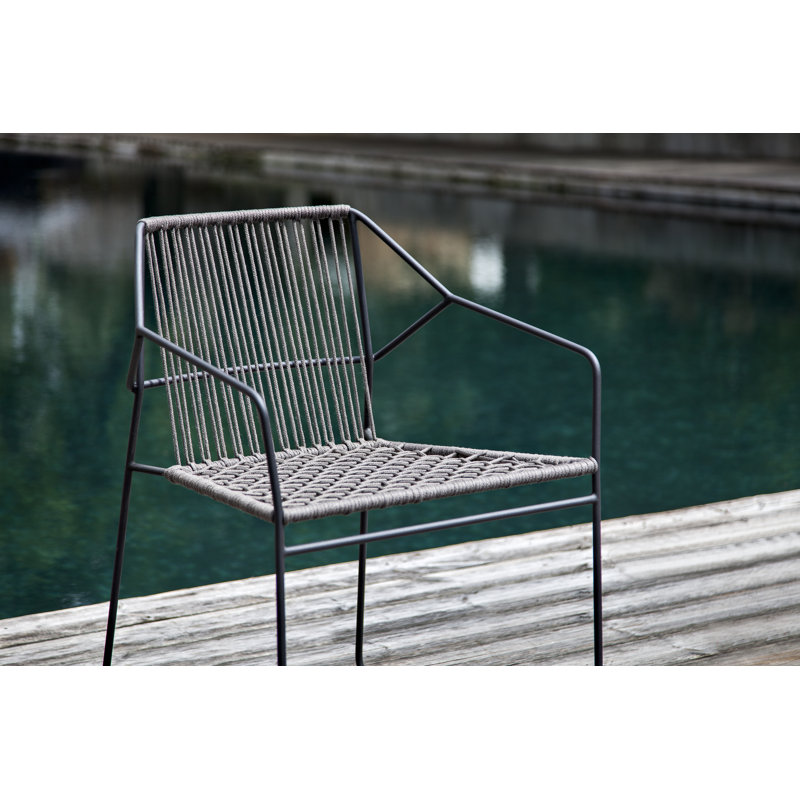 Sandur Outdoor Dining Armchair, Terra Cotta Rope/White Frame, Canvas Natural