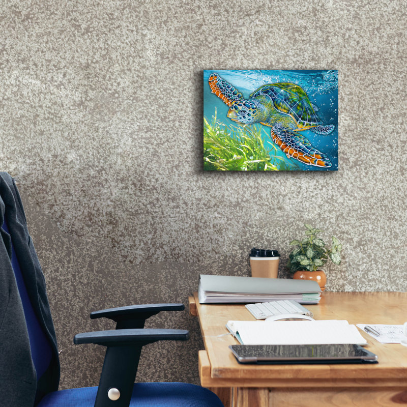  «Sea Turtle» par Tim Jeffs, art mural sur toile, H 12 po x l 16 po