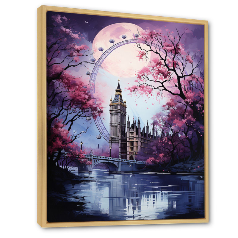 Carrousel éternelle IV de la grande roue mauve, reproduction sur toile, Cadre naturel flottant, H 32 po x l 16 po x P 1 po