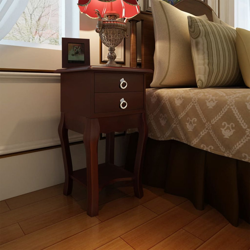 Sinead 30cm W Solid + Manufactured Wood Bedside Table, Brown
