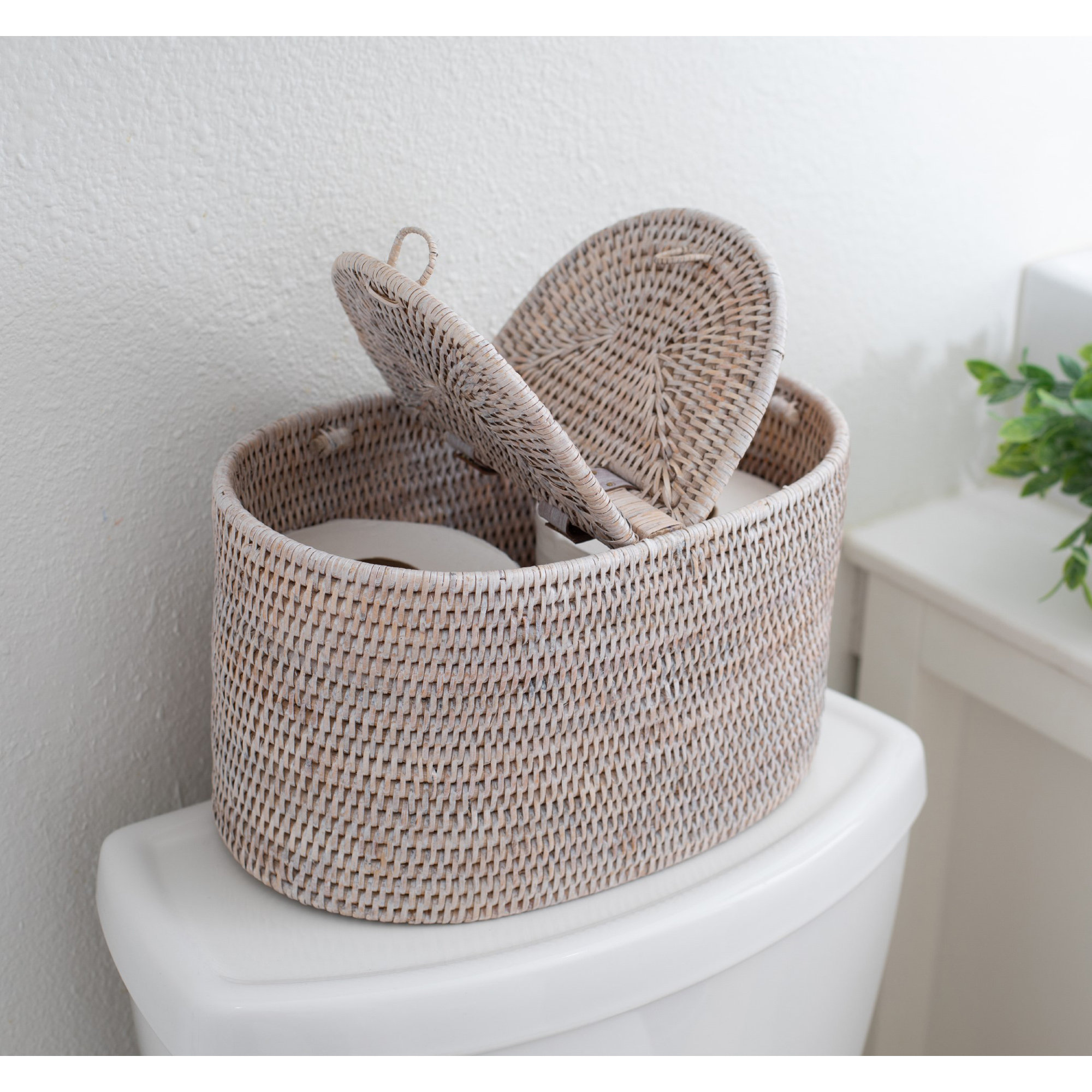 Bathroom Storage Container, White Wash
