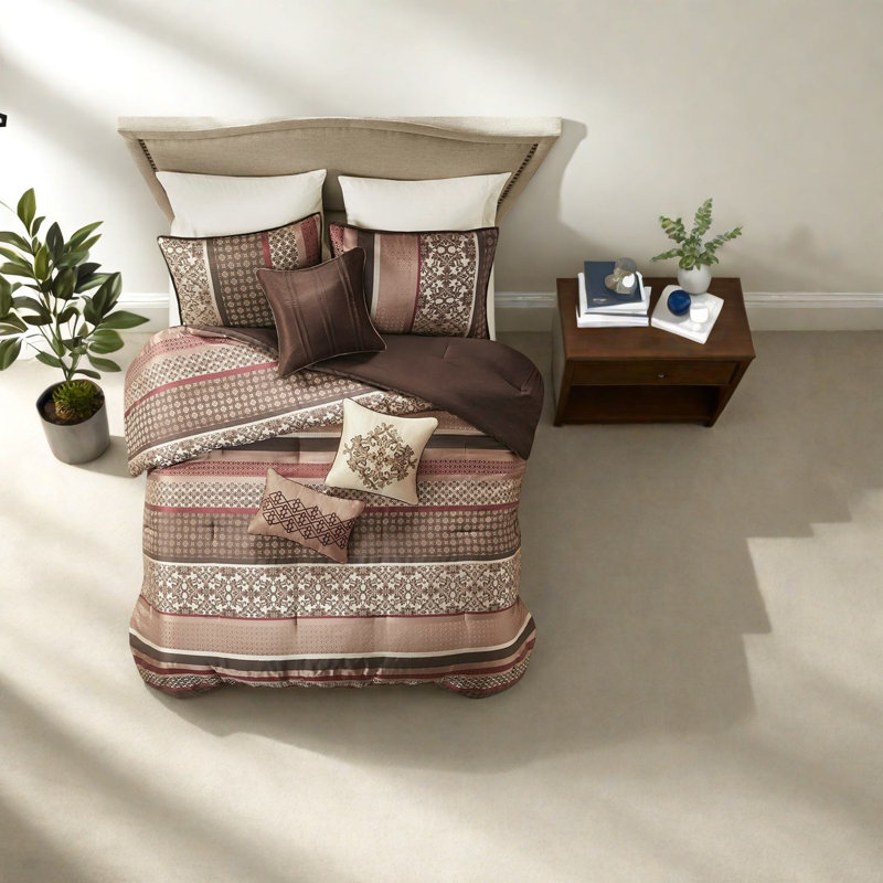 Ensembles de literie de luxe 7 pièces, polyester confortable et chic traditionnel pour la maison