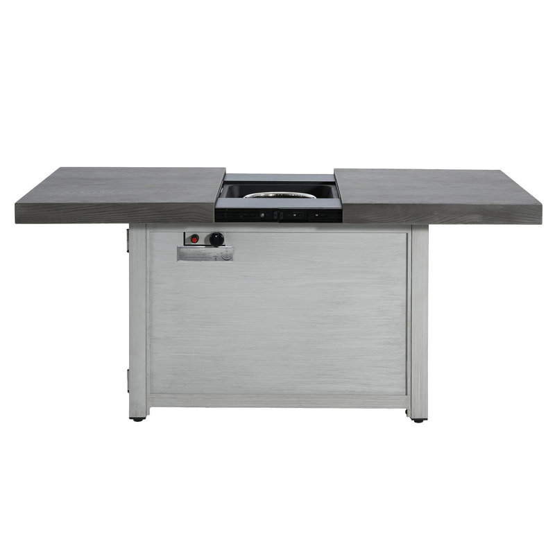 Extendable Rectangle Aluminum Alloy Fire Pit Table, 50,000BTU