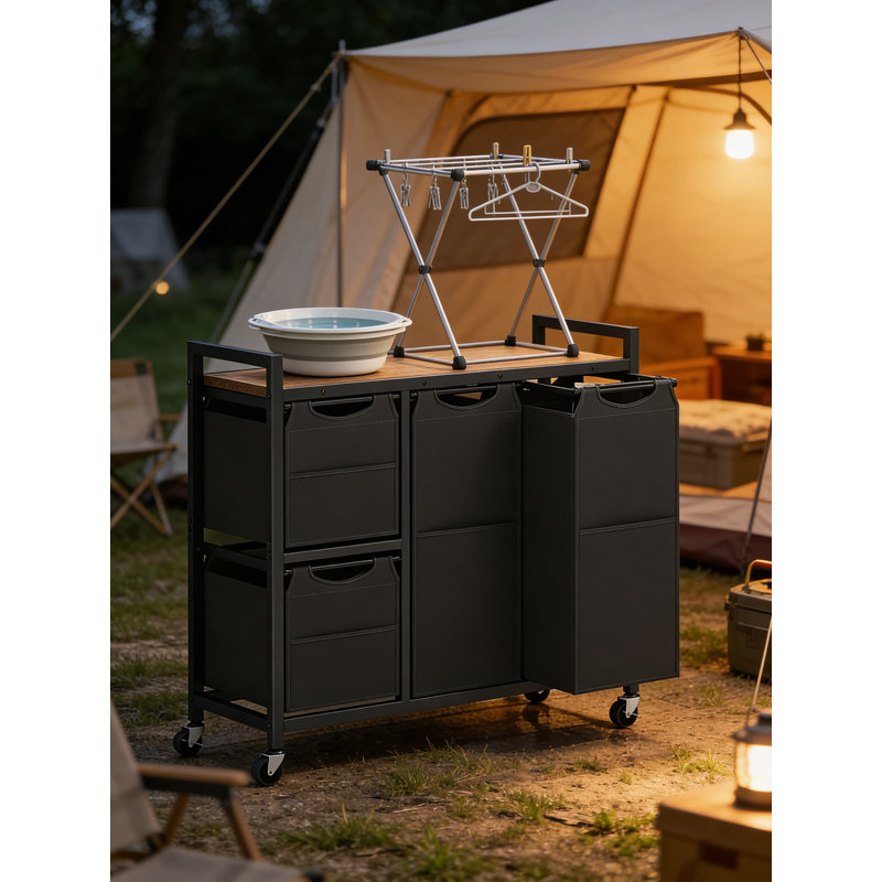4-Section Rolling Laundry Sorter With Removable Bags, Wheels, And Storage Shelf - Heavy-Duty Laundry Hamper Cart For Efficient Clothes Organization