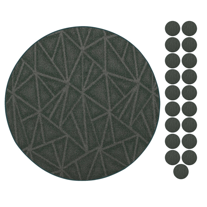 Ensemble de tapis vert Furnish My Place, Rond 1 pi 6 po