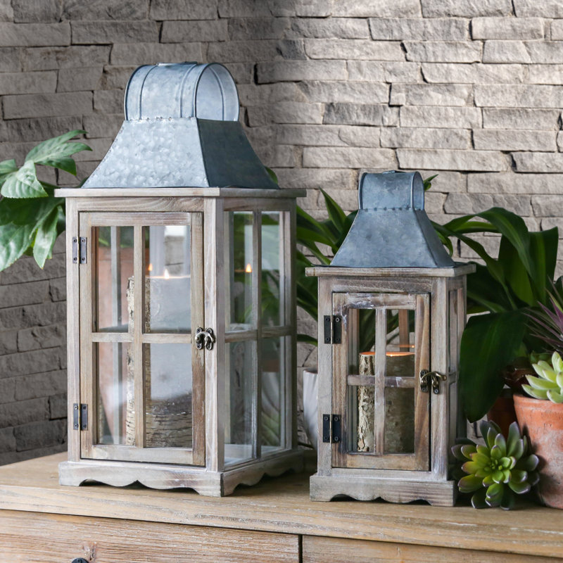 Wood Tabletop Lantern