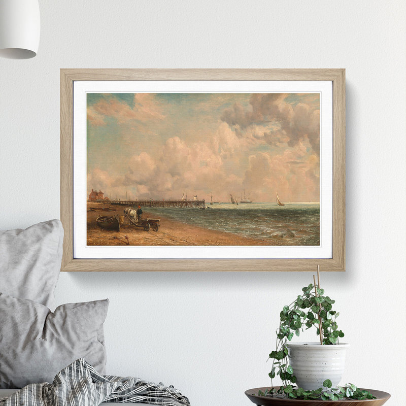 Yarmouth Jetty by John Constable - Picture Frame Painting, 27cm H x 36cm W x 2cm D, Oak Framed