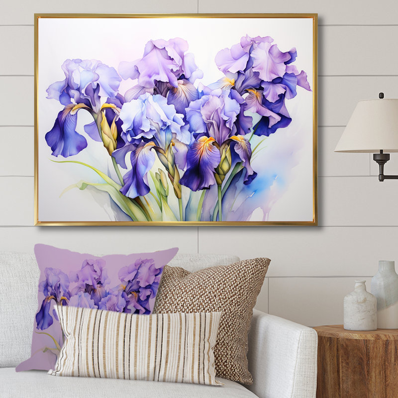 Mauve, iris, minimalisme, beauté, rêve - iris, art mural, Cadre flottant doré, 12" H x 20" W