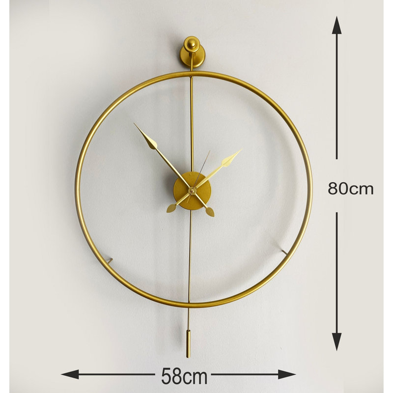 Elegant Decorative Metal Wall Clock, Gold Finish, 22.8 x 31.5 x 2.8 inches | 100% Metal Construction, Lightweight at 5.5 lbs | Perfect for Living Room, Office & Home Decor, Stylish and Functional Timepiece