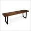 Banc de patio en bois d'acacia avec pieds en fer de style moderne et contemporain
