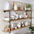 60" Pipe Shelves, Wood Shelving Unit, Wall Shelves for Books, Long Wall Shelf, Burnt, 3-Tier, 3pcs Solid Wood Boards Included