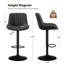 Ensemble de 2 tabourets de bar, tabourets de bar pivotants modernes réglables avec dossier, îlots de performance en tissu à hauteur de comptoir pour la cuisine domestique, noir-384320463