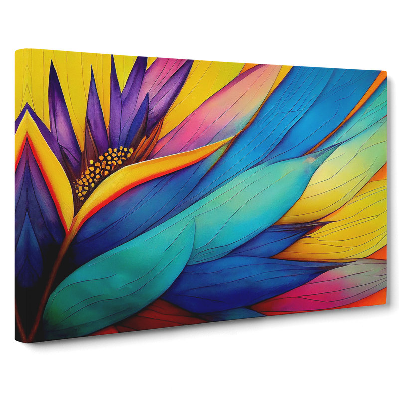 Striking Bird Of Paradise Flower Abstract - Wrapped Canvas Print, 40cm H x 60cm W x 3cm D