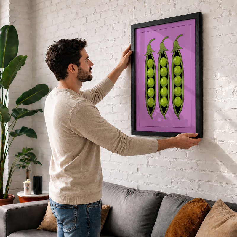 Three Pea Pods Botanical - Print, A4 - 29.7 x 21.0 cm, White