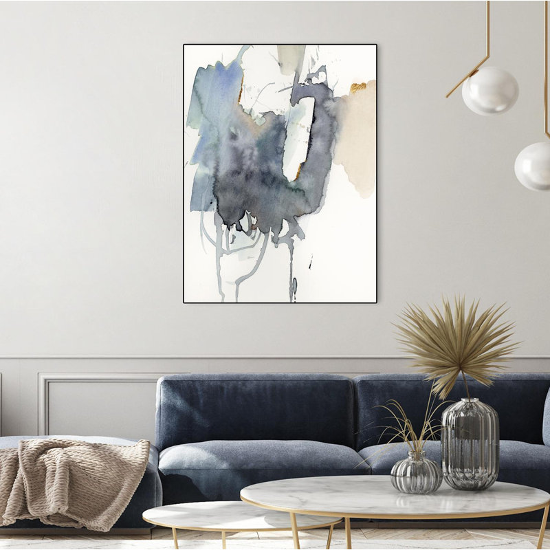 Indigo Splatter I par Victoria Barnes - reproduction sur toile flottante, H 24 po x l 18 po