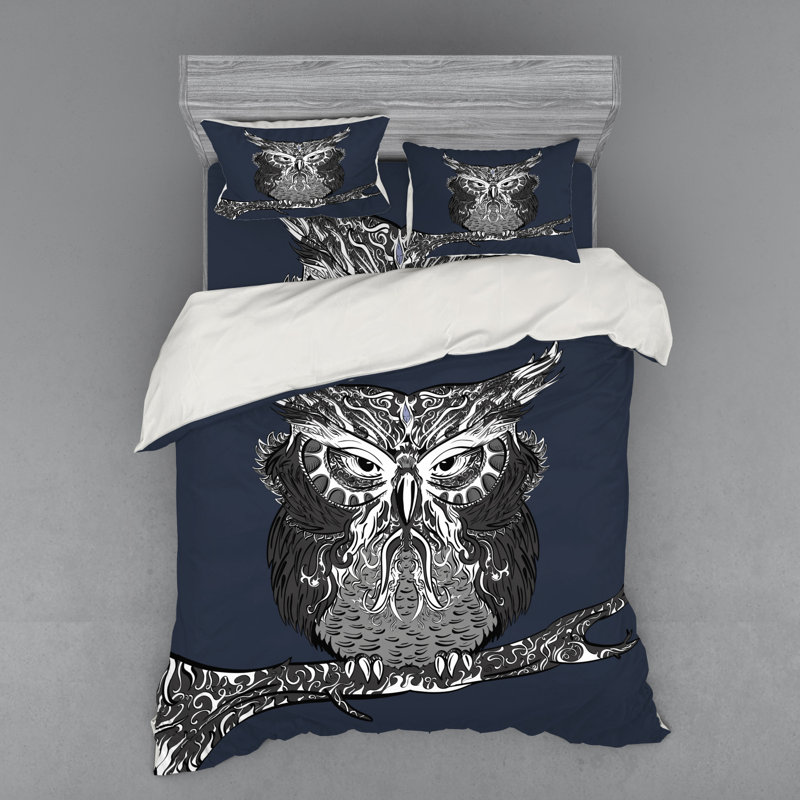 Ensemble de housse de couette rustique en microfibre gris anthracite, Housse de couette grand + 3 pièces supplémentair
