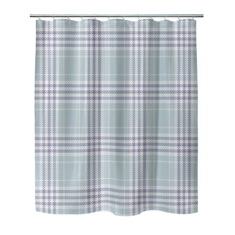 Christopher Plaid Ultra-Thin Lightweight Shower Curtain, Blue/Purple