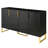Modern Sideboard With Four Doors, Metal Handles & Legs And Adjustable Shelves Kitchen Cabinet-1979584321