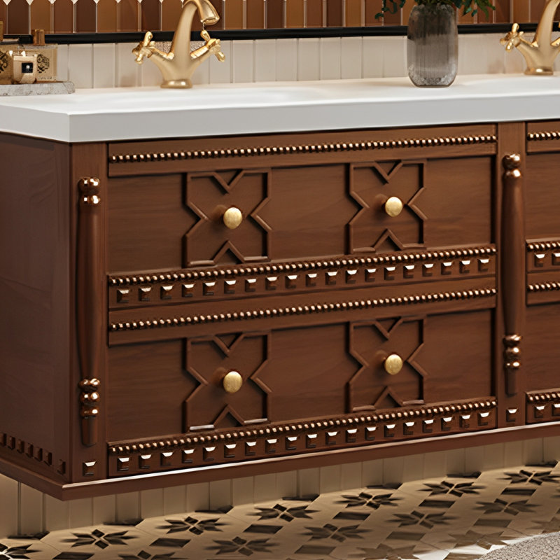 Armoire de salle de bain rétro de style médiéval., H 21,65 po x l 51,18 po x P 21,65 po