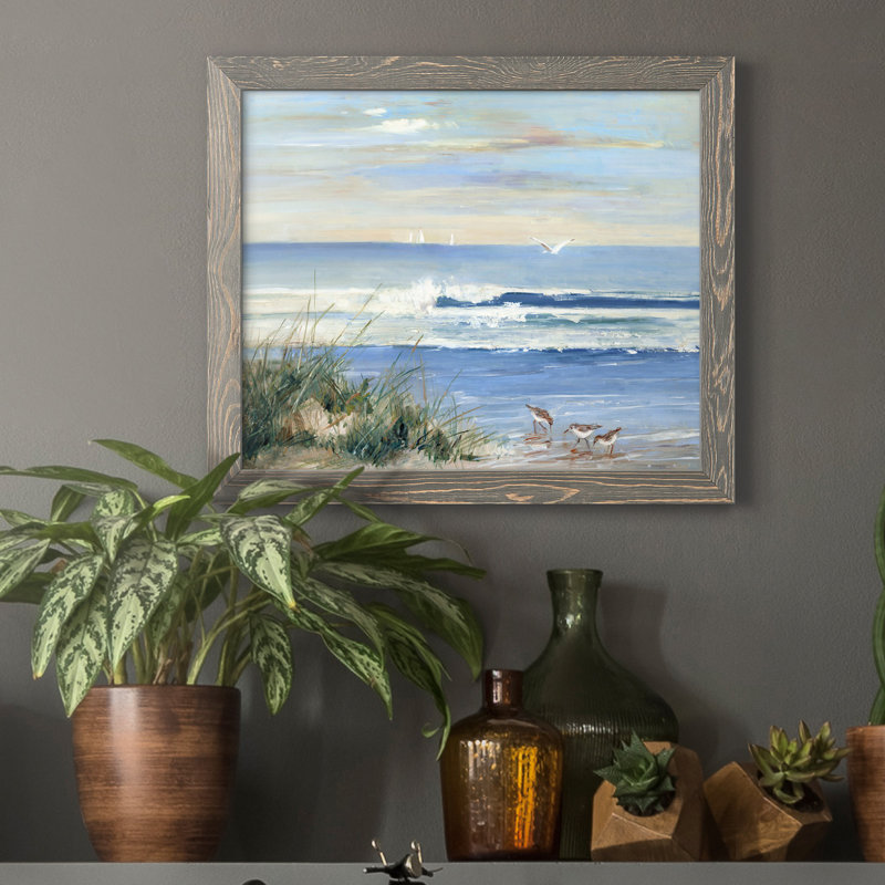 " Beach Combers " Painting Print, 24" H x 18" W x 1.5" D, Gray