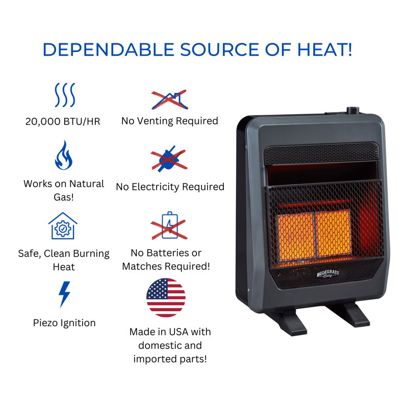 Black Infrared Natural Gas Space Heater with Thermostat Control