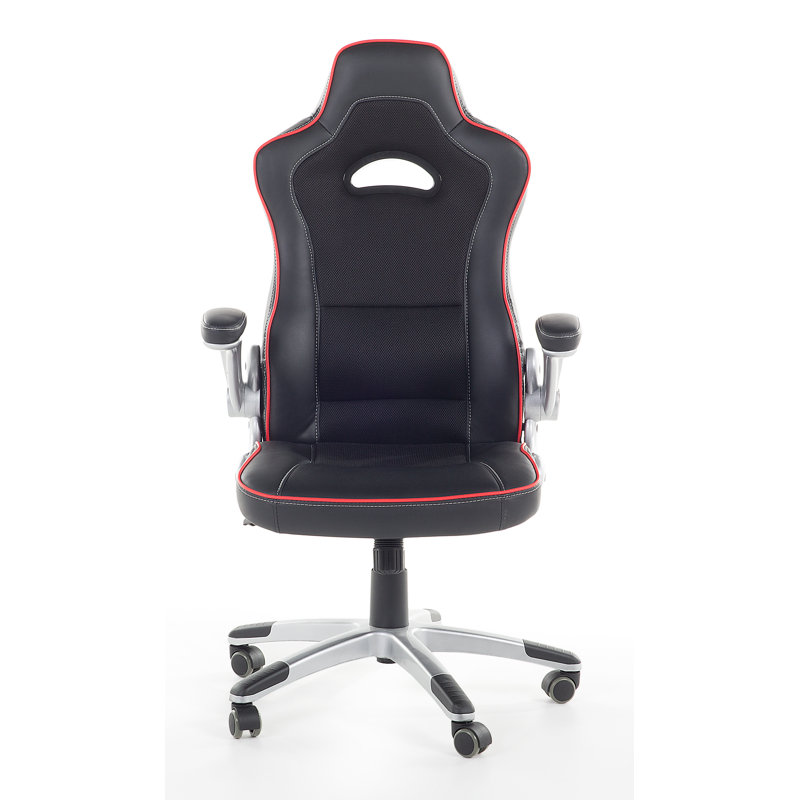 Symple Stuff Adjustable Ergonomic Swiveling PC & Racing Game Chair in Black/Red