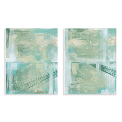 «Teal Abstract Bridge Cityscape», ensemble de 2 plaques murales par Grace Popp
