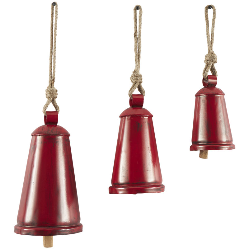 Ensemble de clochettes décoratives tibétaines en métal, Rouge