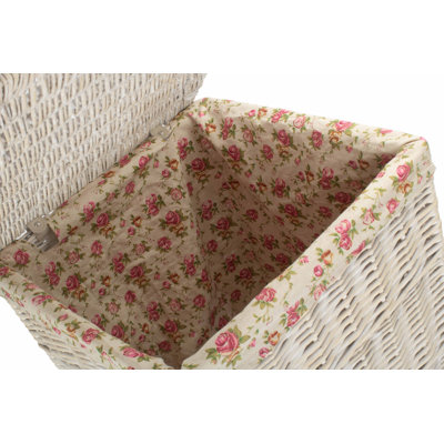 Wicker Laundry Bin with Garden Rose Lining