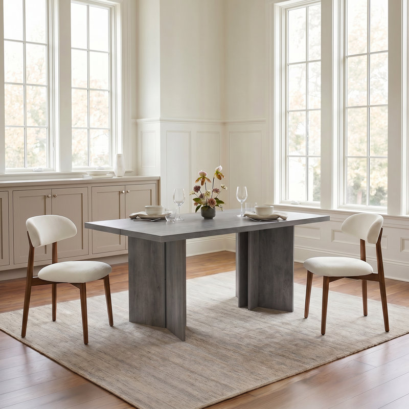Table de salle à manger Amiliana, Ensemble de trois pièces : table, deux chaises, Noir / gris clair