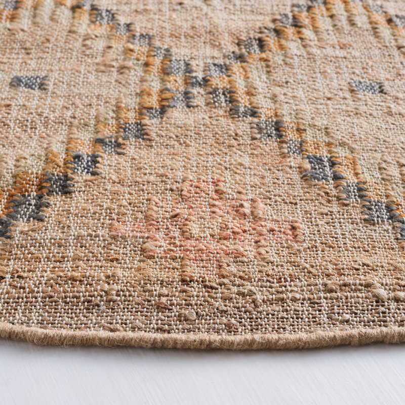 Heyman Hand Loomed Jute, Cotton Geometric Rug, Round 7'