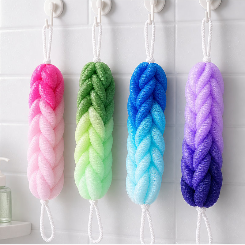 Ensemble de 4 épurateurs pour le corps en mousse de douche exfoliante en forme de luffa multicolore - 11 po