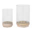 Sagebrook Home Iron and Glass Candle Holders on Mango Wood Base - Elegant Home Decor Essentials for Serenity-1707690829