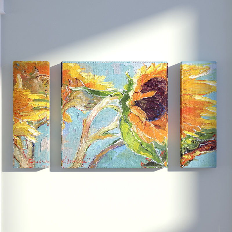 «Sun 11» par Richard Wallich - ensemble de 3 reproductions sur toiles, H 24 po x l 32 po x P 2 po