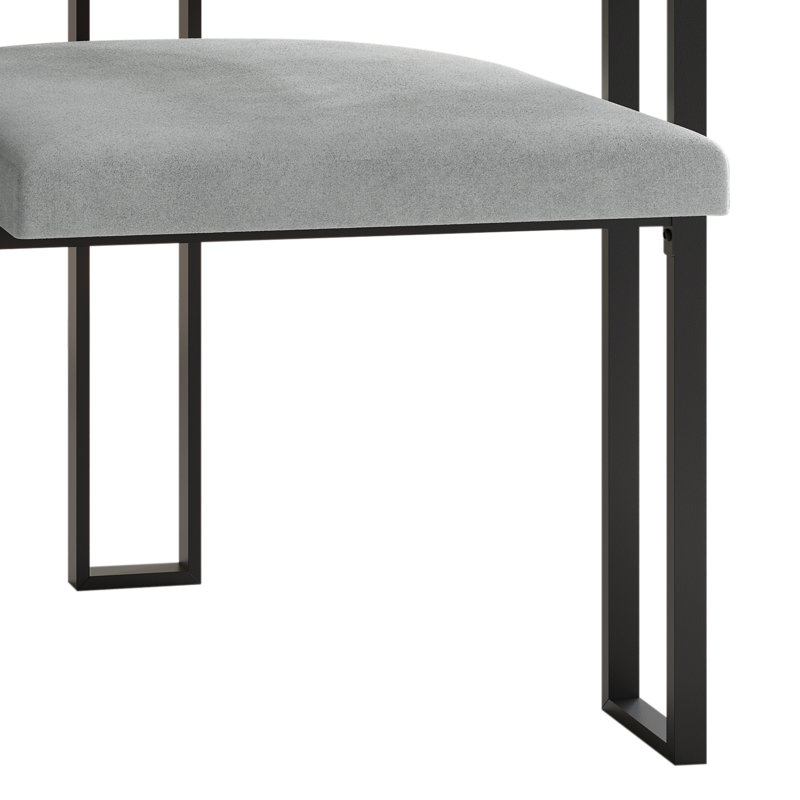 Black Metal Dining Chair, Silver Gray
