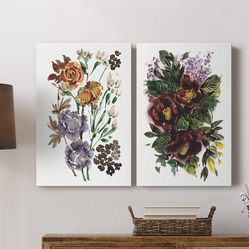 «Garden Bouquets» - Toile tendue avec châssis de qualité supérieure - Prêt à accrocher