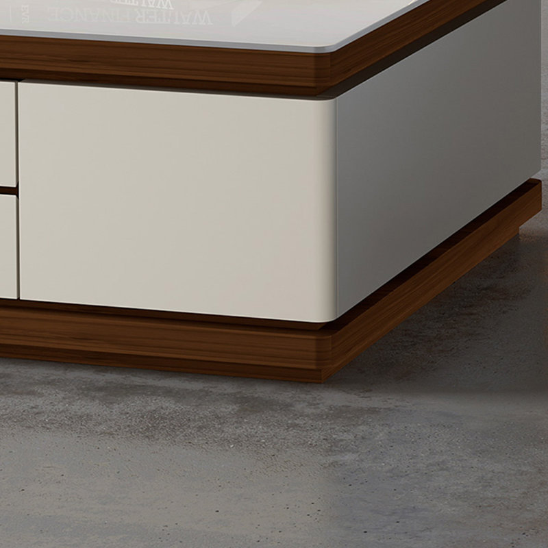 Table basse en pierre frittée avec base pleine, H 19,68 po x L 51,18 po x l 27,55 po, Blanc