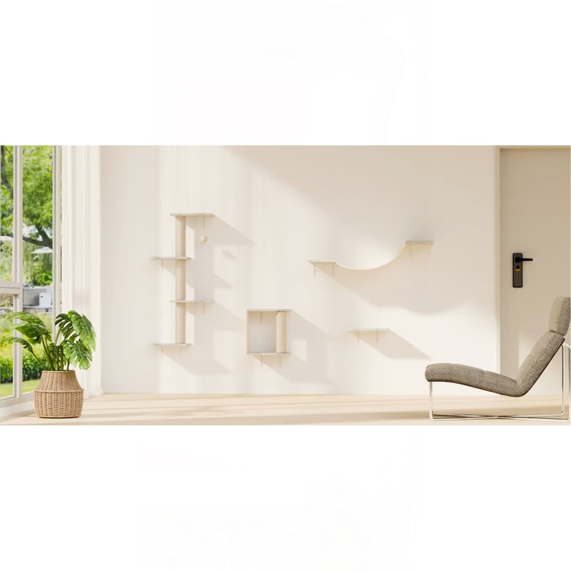 Meuble mural moderne pour chat - 4 pièces, Beige