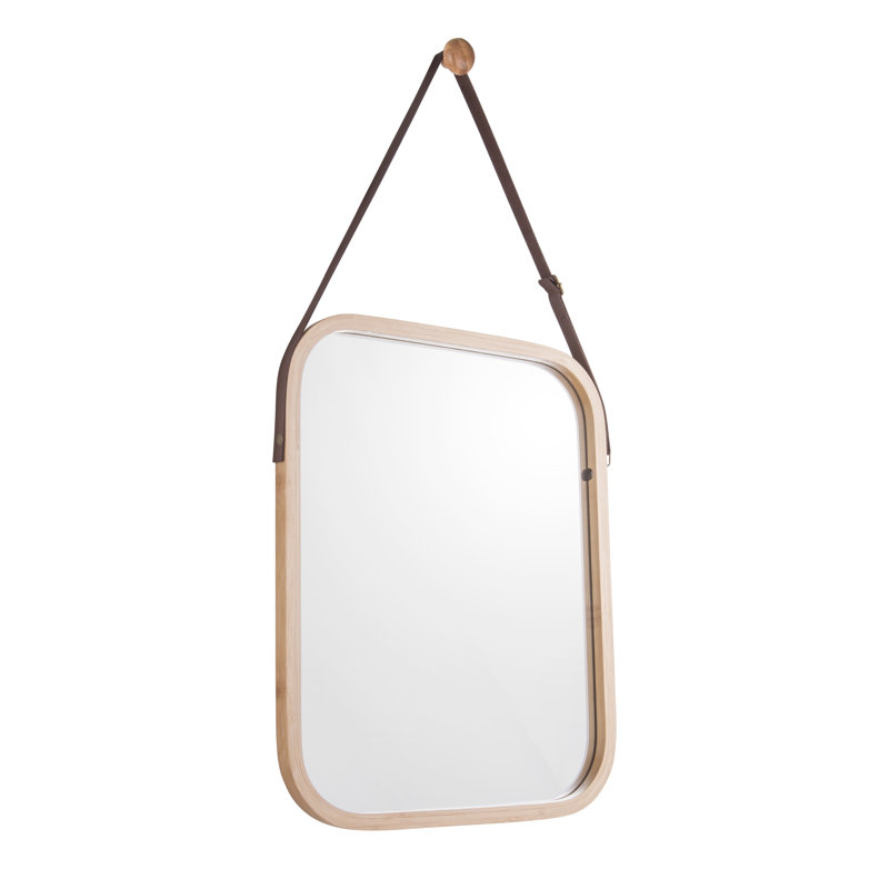 Wood Flat Wall Mirror, Natural