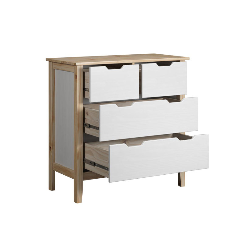 Leonit 4 - Drawer Chest of Drawers, White/Natural