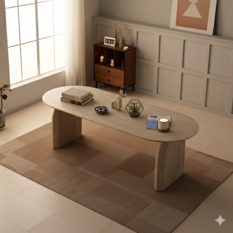 Table de salle à manger extensible en bois, table de cuisine ovale contemporaine avec une base à deux piliers chic, idéale pour les repas à la maison et les rassemblements, multifonctionnelle et peu encombrante pour le salon et la salle à manger