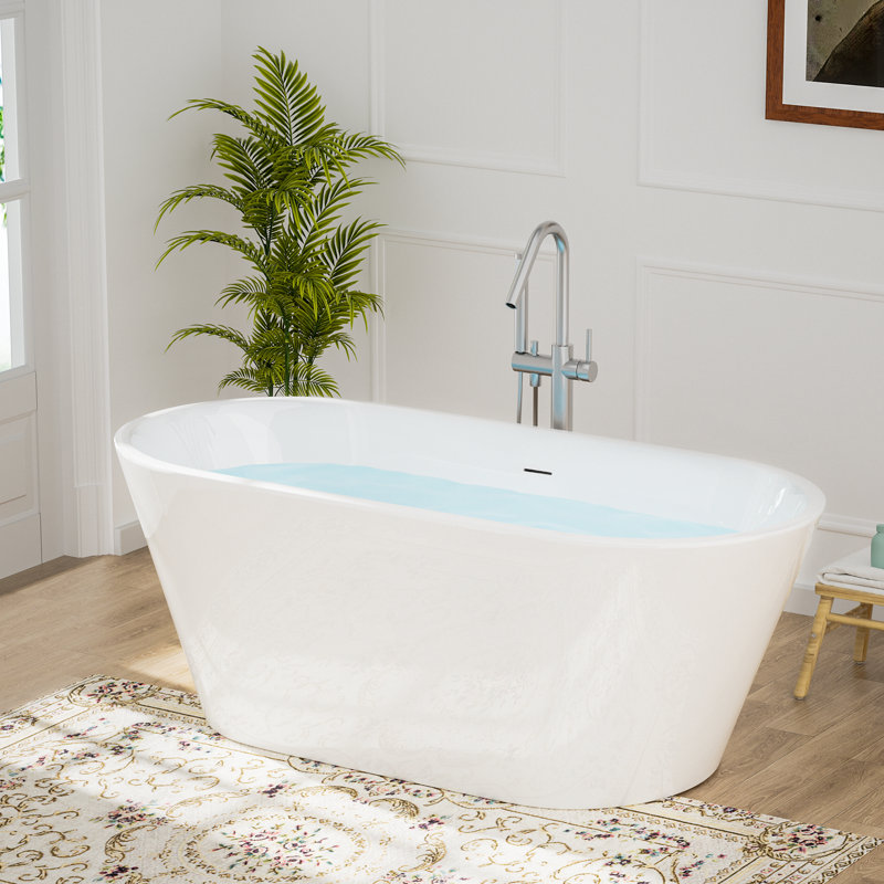 59" X 27.56" Freestanding Soaking Acrylic Bathtub