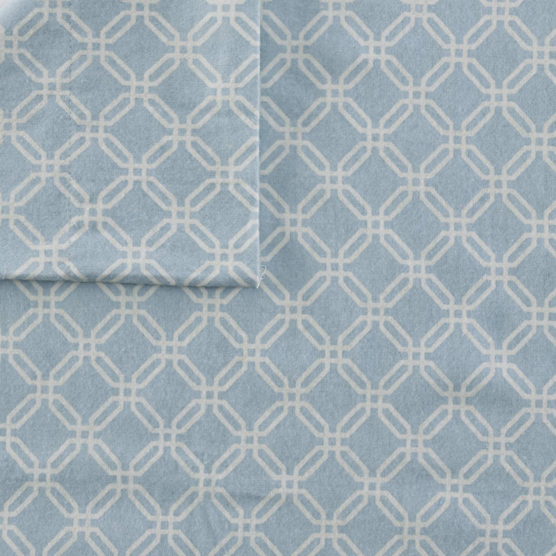 Cozy Flannel 100% Cotton Sheet Set, Twin XL Sheet Set with 1 Pillowcases, Blue Geometric