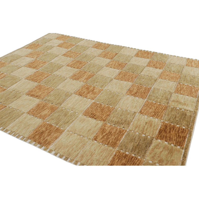 Rug & Kilim’S Scandinavian Style Rug In Beige-Brown And Rust Geometric Pattern, Rectangle 8'1" x 9'10"