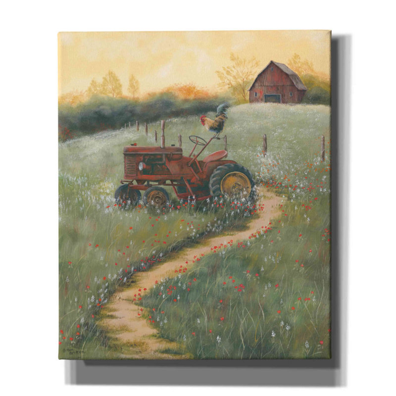 «The Old Tractor» par Pam Britton - reproduction d'art sur toile tendue, H 24 po x l 20 po x P 0,75 po